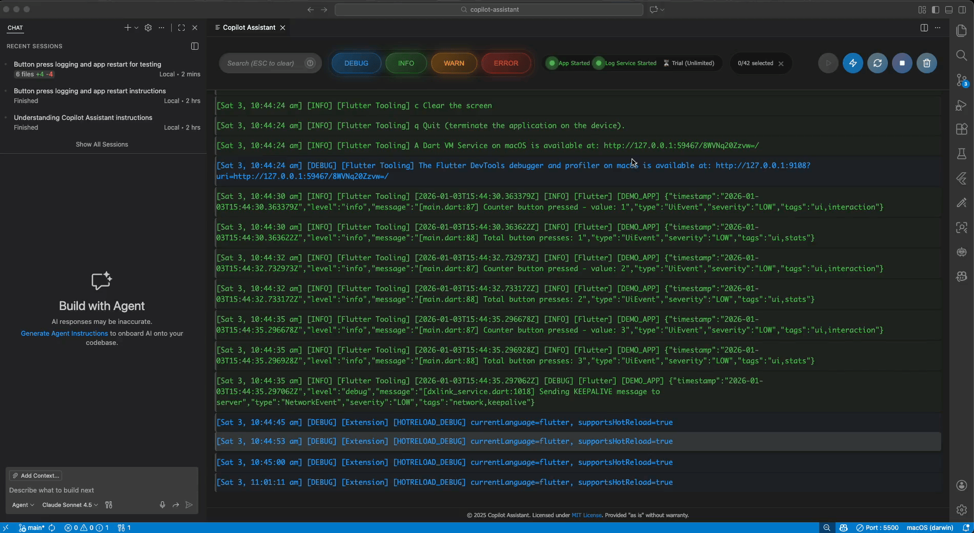 Animated demo: real-time log viewer and search